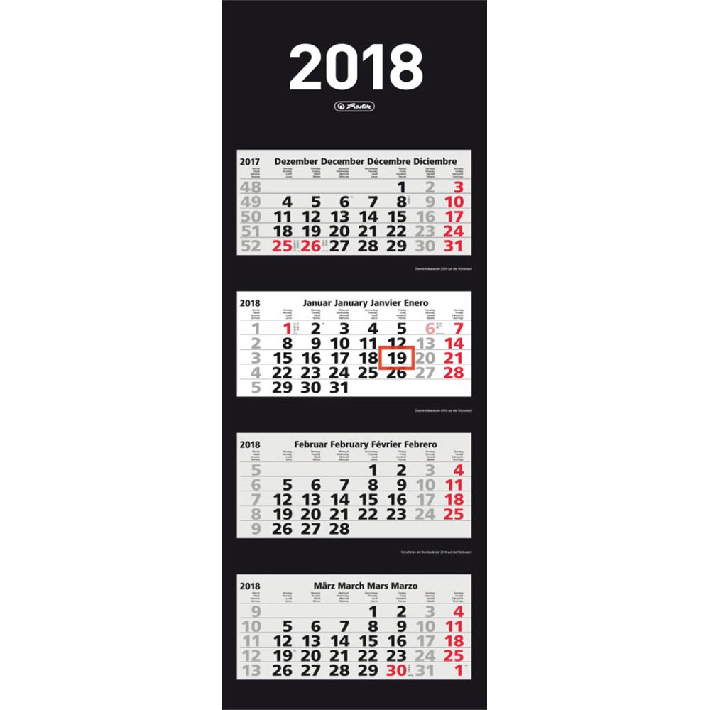 Herlitz 4 Monats Wandkalender Viermonatskalender Kalender 2018 Schwarz Herlitz 4 Monats Wandkalender Viermonatskalender Kalender 2018 Schwarz